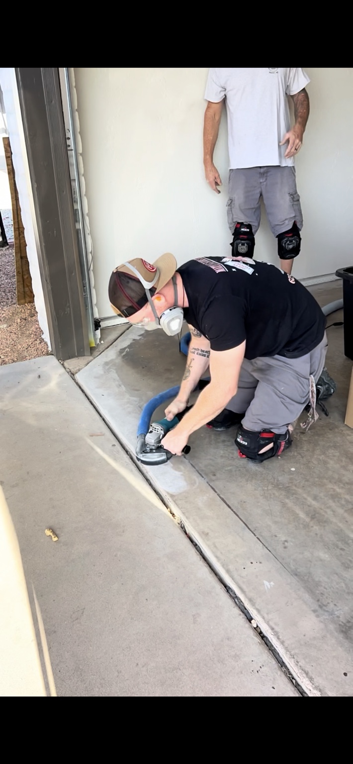 Edge grinding during concrete preparation