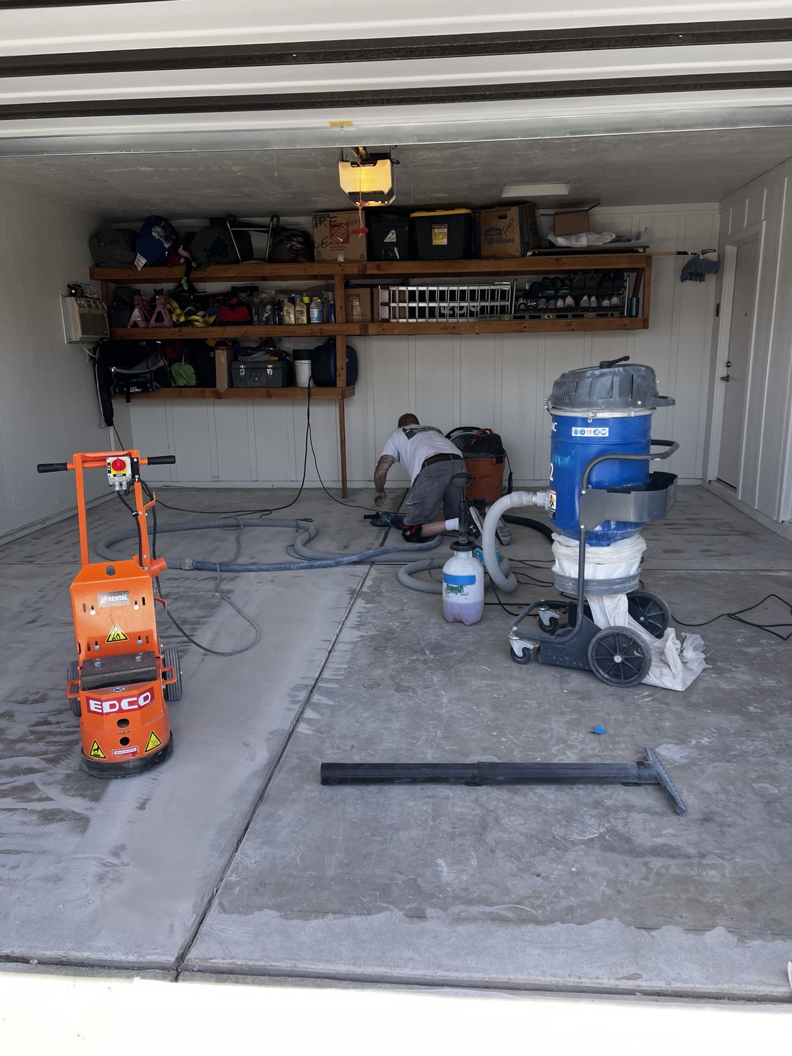Professional concrete grinding setup