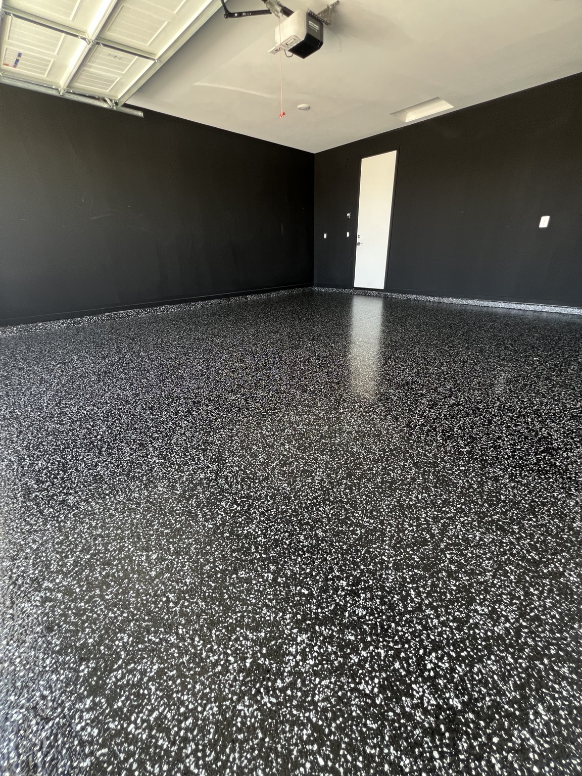 Finished glossy garage floor coating